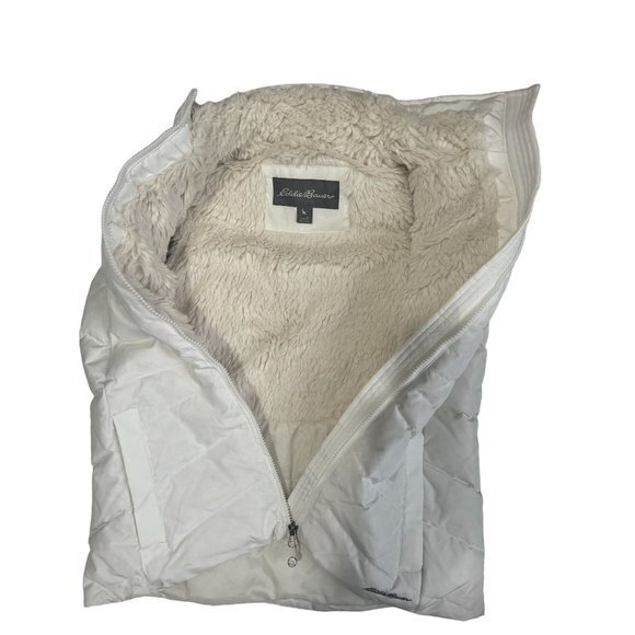 Eddie Bauer‎ EB 650 Down Vest Women's Small White Gray Puffer Zip Pockets Warm - Picture 4 of 11